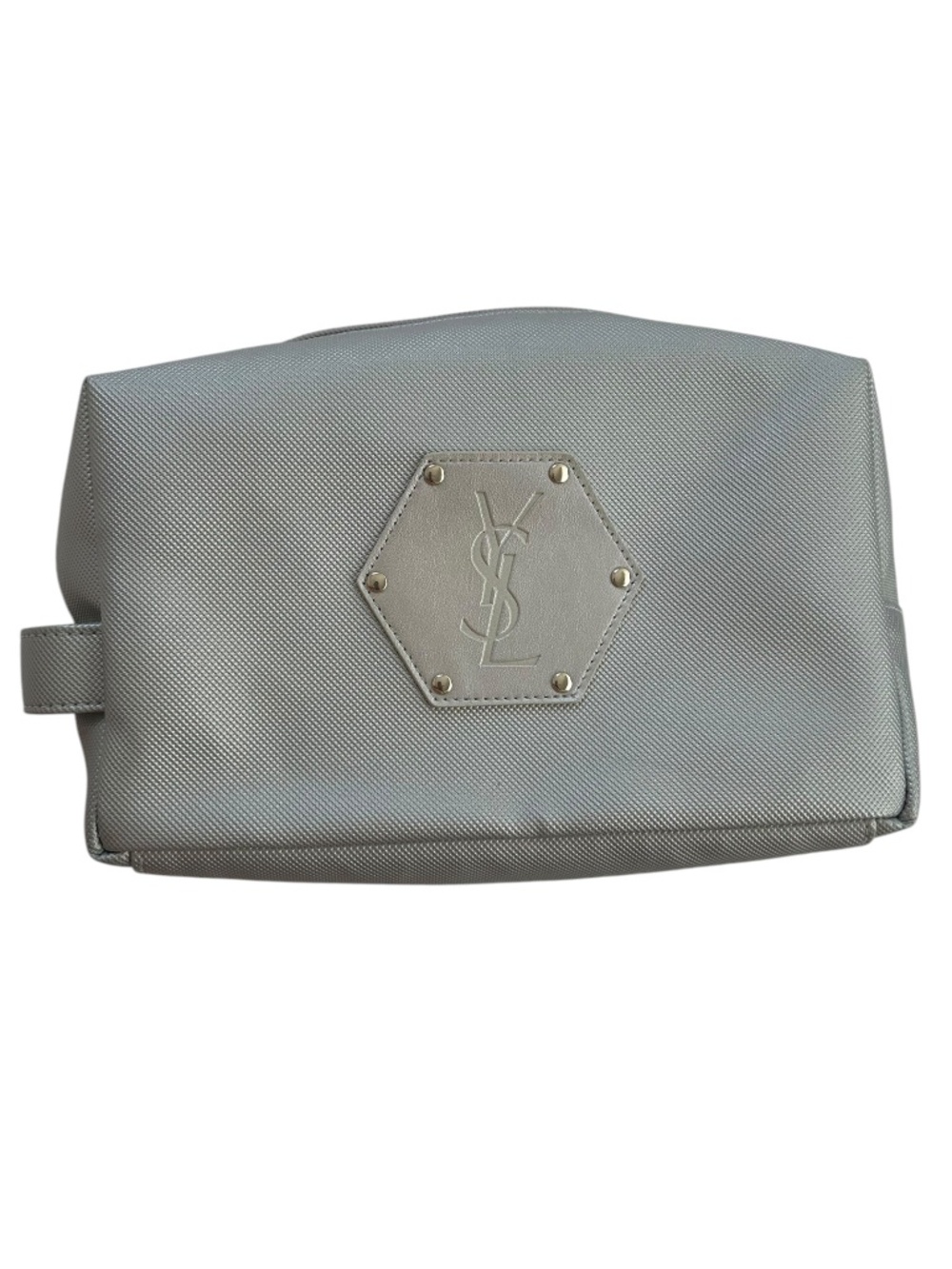 YSL Yves Saint Laurent Perfumes white zip pouch NEW cosmetic makeup bag